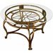 Hillsdale Scottsdale Round Glass Top Coffee Table in Brown Rust Finish