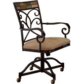 Hillsdale Pompei Fabric Dining Arm Chair in Black and Gold Finish (Set of 2)