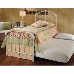 Hillsdale Maddie White Twin Metal Panel Bed with Roll Out Trundle