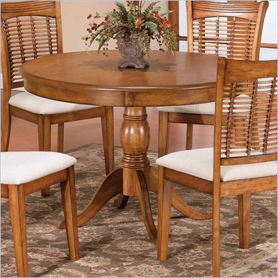 Hillsdale Bayberry Oak Round Casual Dining Table with Wood Top in Classic Oak Finish