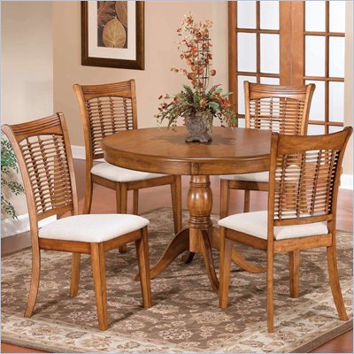 Hillsdale Bayberry 5 Piece Round Dining Table Set in Oak Finish