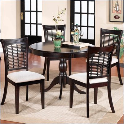 Hillsdale Bayberry Pedestal Round Dining Table Set in Dark Cherry