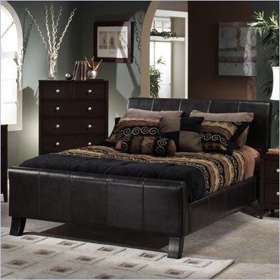 Hillsdale Brookland Dark Brown Leather Upholstered Sleigh Bed