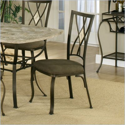 Hillsdale Brookside Diamond Back Fabric Side Chair in Metallic Brown Finish (Set of 2)