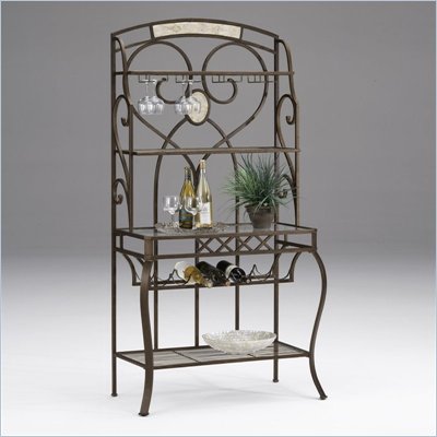 Hillsdale Brookside Stone Bakers Rack with Wine Storage
