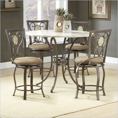 Hillsdale Brookside 5 Piece Counter Height Dining Table Set with Oval Stools