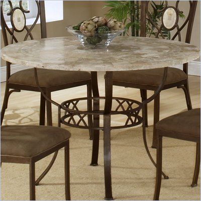 Hillsdale Brookside Stone Top Round Dinette Table in Ivory Finish