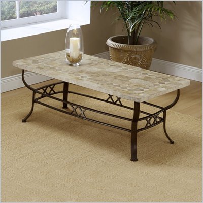Hillsdale Brookside Ivory Coffee Table with Fossil Stone Top