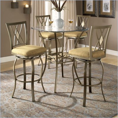 Hillsdale Brookside 5 Piece Bar Height Bistro Table Set with Diamond Stools