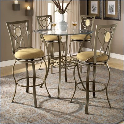 Hillsdale Brookside 5 Piece Bar Height Bistro Table Set with Oval Stools