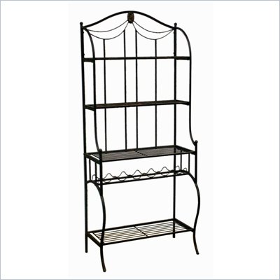 Hillsdale Camelot Bakers Rack with Wine Storage in Black