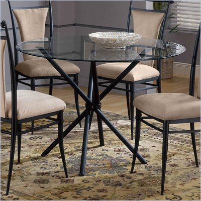 Hillsdale Mix-N-Match 44 Inch Glass Top Stick Dinette Table in Black Finish