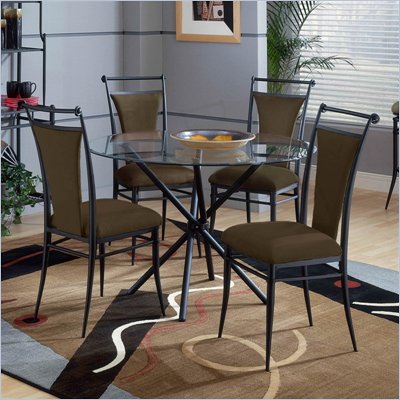Hillsdale Cierra Mix-n-Match 5 Piece Round Dining Table Set with Bear Dining Chairs