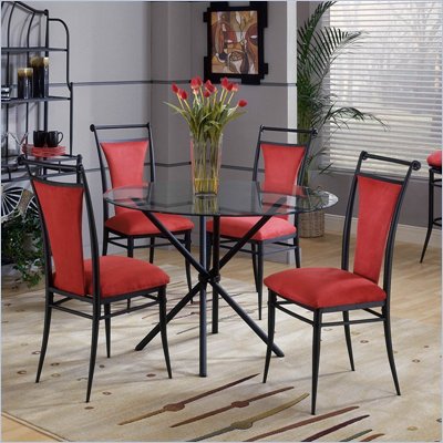 Hillsdale Cierra Mix-n-Match 5 Piece Round Dining Table Set with Flame Dining Chairs