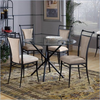 Hillsdale Cierra Mix-n-Match 5 Piece Round Dining Table Set with Fawn Dining Chairs