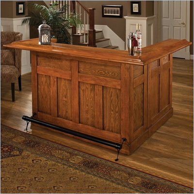 Hillsdale Classic Large Oak Wrap Around Home Bar