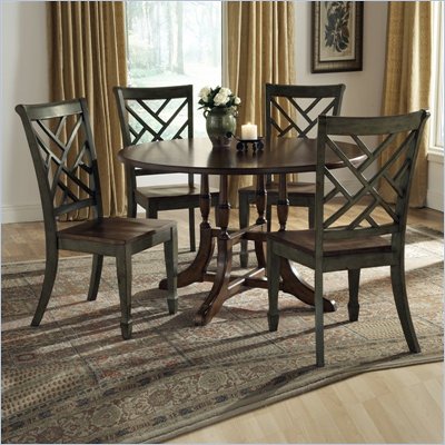 Hillsdale Garden Back 5 Piece Round Dining Table Set with Antique Green Chairs