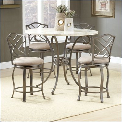Hillsdale Brookside 5 Piece Counter Height Dining Table Set with Hanover Stools