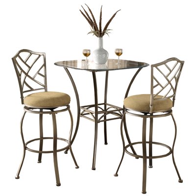 Hillsdale Brookside 3 Piece Bar Height Bistro Table Set with Hanover Stools