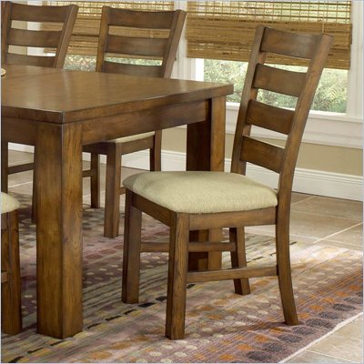 Hillsdale Hemstead Fabric and Wood Dining Side Chair in Rich Oak Finish  (Set of 2)