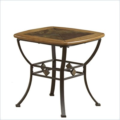 Hillsdale Lakeview Square Slat Top End Table in Brown and Medium Oak