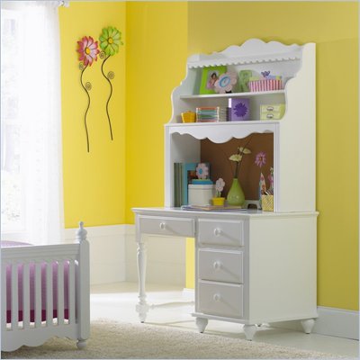 Hillsdale Lauren Children's Wood Desk with Hutch in White