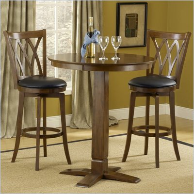 Hillsdale Dynamic Designs 3 PC Pub Table Set with Mansfield Stools in Brown Cherry