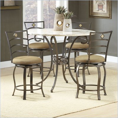 Hillsdale Brookside 5 Piece Counter Height Dining Table Set with Marin Stools