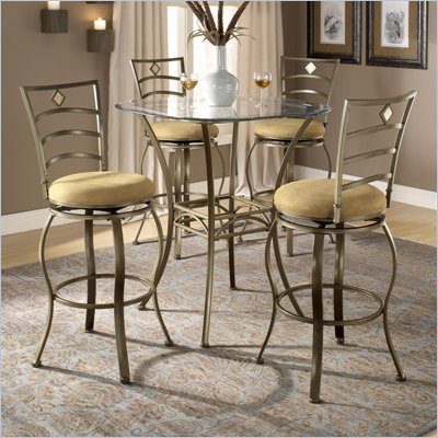 Hillsdale Brookside 5 Piece Bar Height Bistro Table Set with Marin Stools