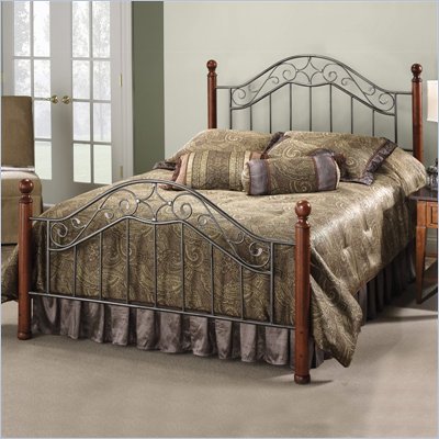 Hillsdale Martino Metal Poster Bed in Smoke Silver Finish