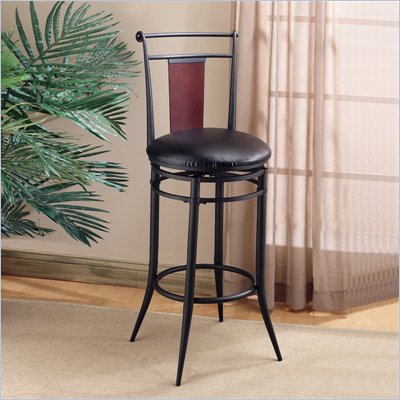 Hillsdale MidTown 30" Vinyl Swivel Bar Stool in Black & Cherry