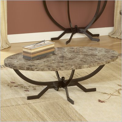 Hillsdale Monaco Oval Faux Marble Top Coffee Table in Matte Espresso