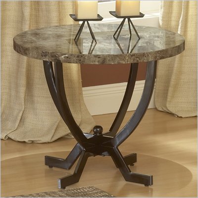 Hillsdale Monaco Metal End Table with Faux Marble Top