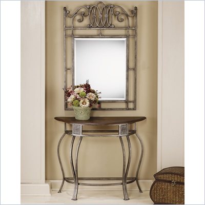 Hillsdale Montello Steel and Cherry Console / Sofa Table and Mirror Set