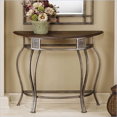 Hillsdale Montello Wood Top Console Table in Old Steel Finish