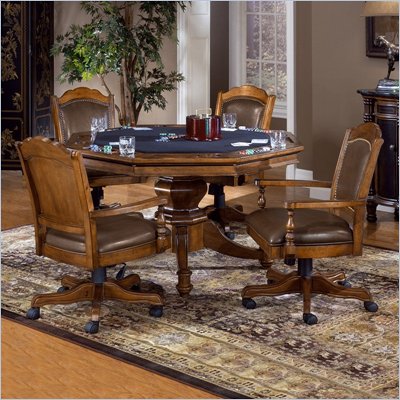 Hillsdale Nassau 5 Piece Game Set with Leather Back Game Chair
