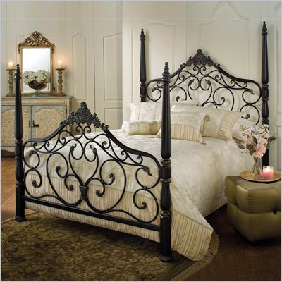 Hillsdale Parkwood Metal Poster Bed in Black Gold Finish