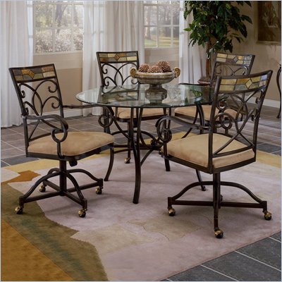 Hillsdale Dining Furniture on Hillsdale Pompei 5 Piece Round Dining Table Set With Castered Chairs