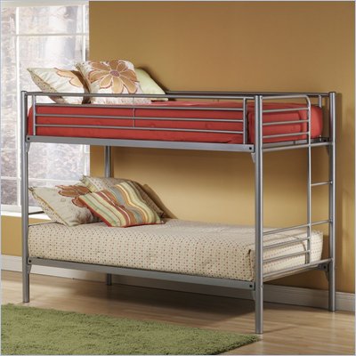 Hillsdale Universal Youth Twin over Twin Metal Bunk Bed in Silver Finish