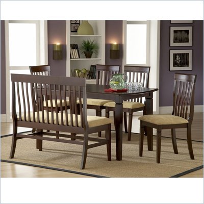 Dining Room Sets Bench on Verona 6 Piece Rectangular Dining Table Set With Bench In Cappuccino