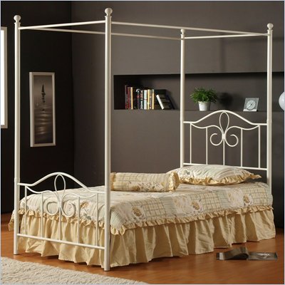 Hillsdale Westfield Metal Canopy Bed 5 Piece Bedroom Set in Off White