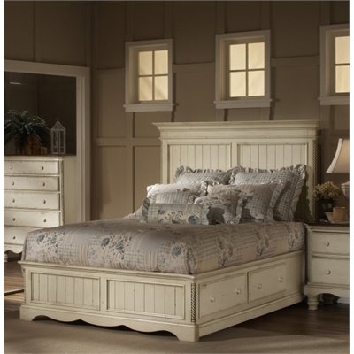 Hillsdale Wilshire Storage Panel Bed in Antique White