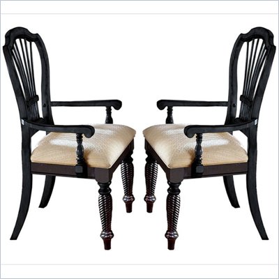 Hillsdale Wilshire Fabric Arm Chair in Rubbed Black Finish (Set of 2)