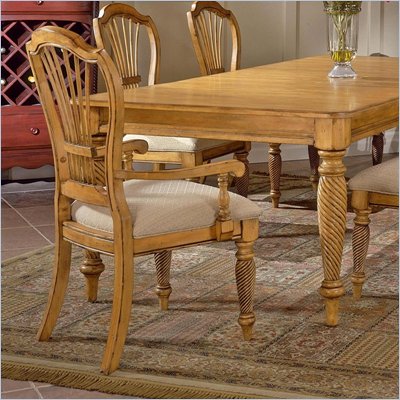Hillsdale Furniture Wilshire Fabric Arm Chair in Antique Pine Finish (Set of 2)