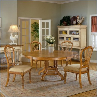 Hillsdale Wilshire 7 Piece Round Dining Table Set in Pine Finish