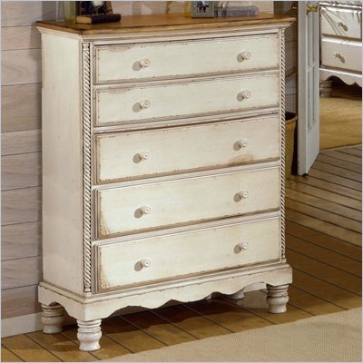Hillsdale Wilshire 5 Drawer Chest in Antique White