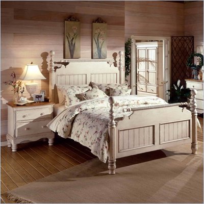 Hillsdale Wilshire Antique White Post Bed 2 Piece Bedroom Set