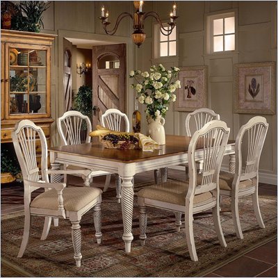 Hillsdale Wilshire 7 Piece Rectangular Dining Table Set in Antique White Finish
