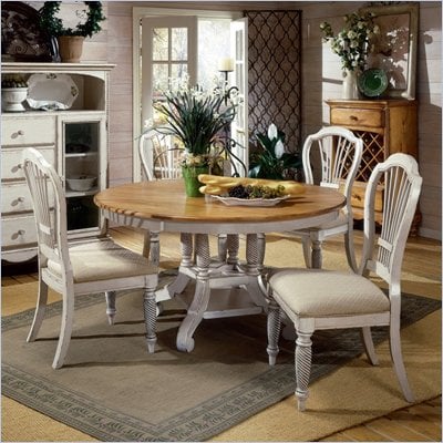 Antique White Dining Furniture on Wilshire Round Dining Table Set In Antique White Finish   4508dtbrndc5