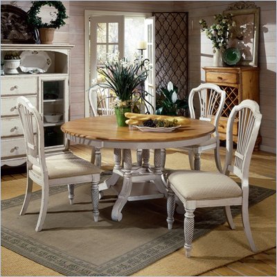 Antique  Dining Table on Hillsdale Wilshire 7 Piece Round Dining Table Set In Pine And Antique